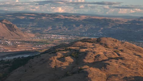 Sundown-Over-the-City:-Aerial-Perspective-of-Kamloops-with-Semi-Arid-Desert-and-Thompson-River