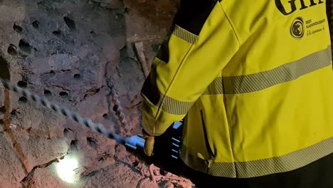 Extremely-long-drill-for-drilling-TNT-holes-in-walls-at-underground-coal-museum-in-Estonia-Ida-Virumaa-Kaevandus-Muuseum