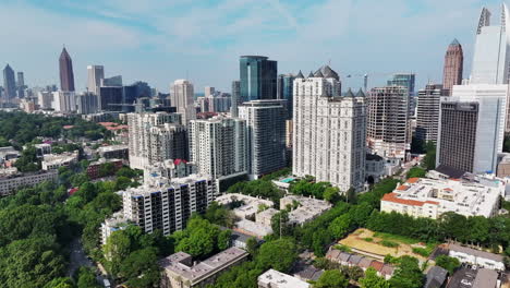 Aerial-view-of-high-rise-buildings-in-metropolis-on-sunny-day