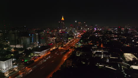 Aerial-panoramic-static-shot-of-night-cityscape