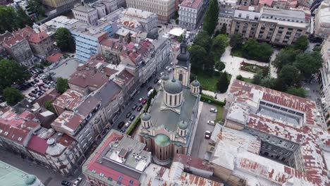 Luftaufnahme:-Kathedrale-Der-Geburt-Der-Theotokos,-Sarajevo,-Bosnien