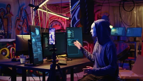 Maskierte-Hacker-Filmen-Lösegeldvideo