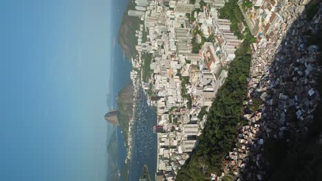 City-Landscape-of-Rio-de-Janeiro,-Brazil-on-Sunny-Summer-Day,-Vertical-Aerial