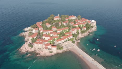 ariel-footage-of-the-famous-hotel-island-called-sevti-stefan-in-montegro-during-a-hot-and-sunny-summers-day