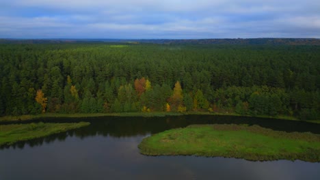 Beeindruckender-Naturpark-Im-Herbst-Am-Memel-Flussufer-In-Birstonas,-Litauen