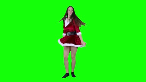 Bezaubernde-Weihnachtsbewegungen,-Attraktive-Tänzerin-Im-Greenscreen-Wunderland
