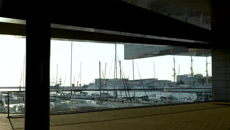 View-of-a-marina-with-various-sailboats-and-yachts-docked