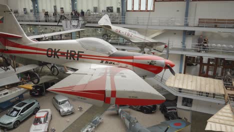 a-historical-aircraft-exhibition-in-National-Technical-Museum-in-Prague,-Czech-Republic,-showcasing-a-diverse-array-of-airplanes-from-different-eras