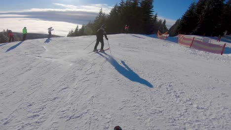 Skiing-from-the-slopes-in-Pec-Pod-Snezkou,-Czech-Republic-captured-with-a-GoPro