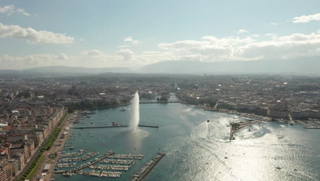 Aerial-slider-shot-over-central-Geneva-on-a-sunny-day