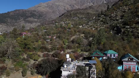 drone-flying-in-sangla-valley-above-zostel-sangla-chain-in-india