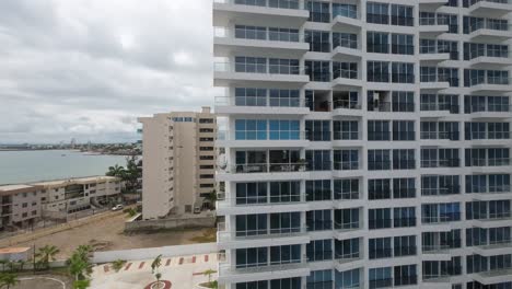 Exterior-View-Of-A-High-rise-Apartment-Building-Overlooking-The-Sea-In-Punta-Centinela,-Ecuador