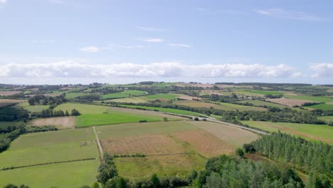 Wide-panoramic-view-of-Brittany-rural-landscape-in-France