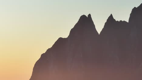 Silhouetted-Mountain-During-Sunset-In-Senja-Island,-Norway