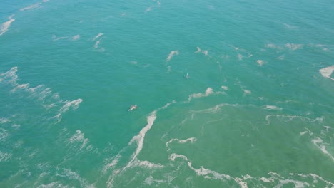 Aerial-view-of-Fishing-boat-in-the-middle-of-a-wavy-sea---4K-drone-shot
