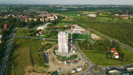 Construction-crane-at-Torre-del-Verde-highrise-building-of-Brianza-in-Italy