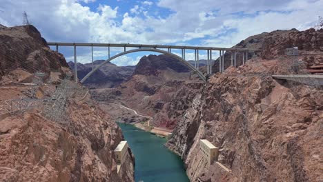 Hoover-Dam-Bridge-connecting-Arizona-to-Nevada-Over-the-Colorado-River,-Static-Shot