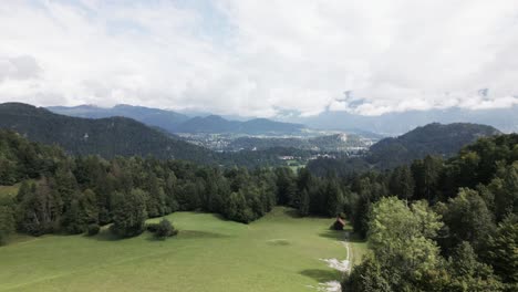 Wald-Und-Kleine-Stadt-Zwischen-Den-Bergen-In-Den-Alpen