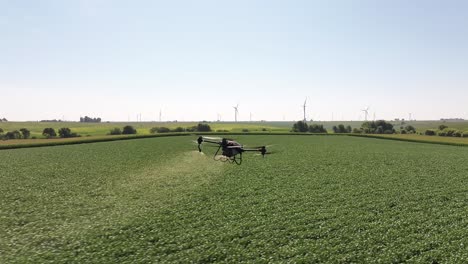 Eine-AG-Drohne-Versprüht-Im-Sommer-Chemikalien-Auf-Einem-Sojabohnenfeld-In-Iowa
