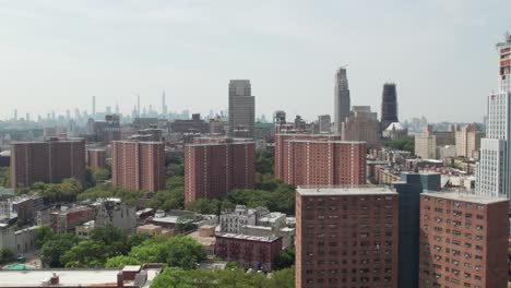 Manhattanville-housing-projects-in-New-York-City,-aerial-clip-of-huge-affordable-housing-development