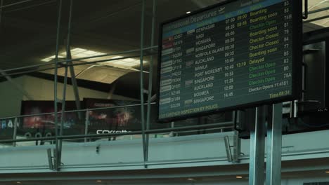 Displayed-passenger-flight-schedule,-Brisbane-International-Airport