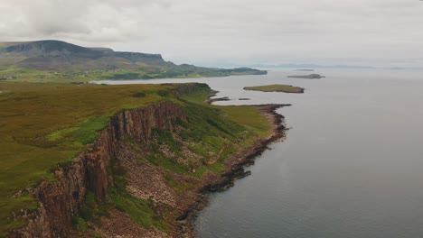 Aerial-Of-Isle-Of-Skye-Coastline,-Scotland,-United-Kingdom