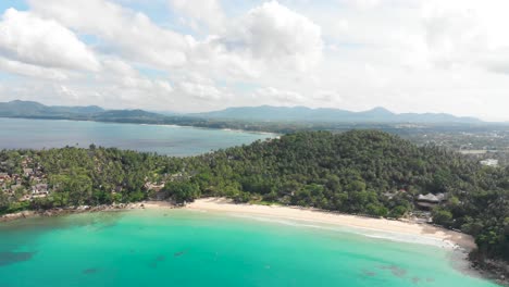Establish-Elevated-View-Luxury-beach-in-Phuket,-Thailand-Southeast-Asia,-4K-Droneshot