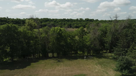 Grüne-Felder-Und-üppige-Wälder-In-Oronoco,-Minnesota,-USA---Luftaufnahme