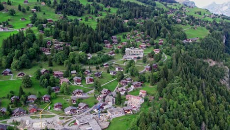 Braunwald-Hotel-Resort-in-Glarnerland-Mountains,-Switzerland---Aerial