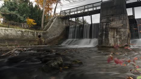 Zeitraffer-Einer-Malerischen-Wasserfalllandschaft,-Der-Wasserscheide-Des-Credit-River