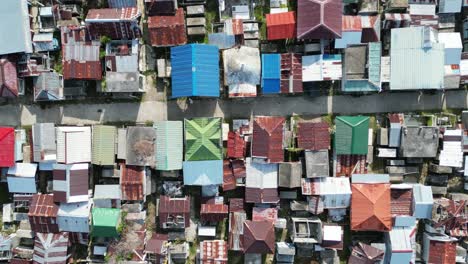 Top-down-drone-shot-of-colorful-local-cemetery-plot-in-the-Philippines