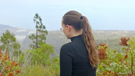 Attractive-brunette-enjoys-panoramic-view-of-Tenerife