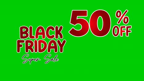 Black-Friday-50-Prozent-Rabatt,-Begrenztes-Angebot,-Jetzt-Einkaufen,-Text-Cartoon-Animation,-Bewegungsgrafiken-Auf-Grünem-Bildschirm-Für-Rabatt,-Shop,-Geschäftskonzept-Videoelemente