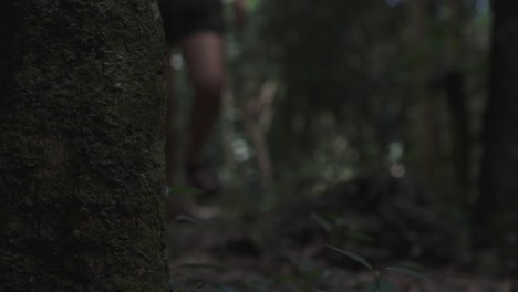 Girl-walking-in-the-forest,-slow-motion
