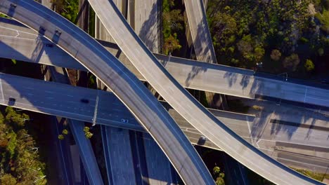 Aerial-view-of-California-freeway-with-cars-passing-by-below
