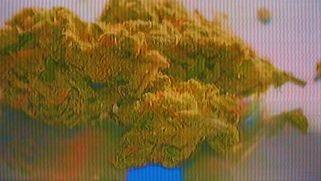 Cannabis-Unkrautstück,-Rohes-Gründroge-Mit-Trippy-Effekt-Fehler