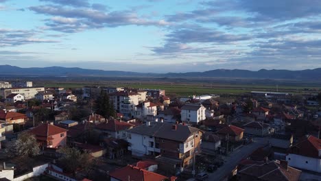 Beautiful-establishing-drone-shot-footage---flying-over-the-town-of-Sopot,-Bulgaria