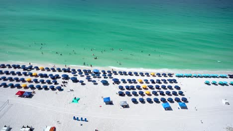 Aerial-view-of-people-relaxing-on-beach