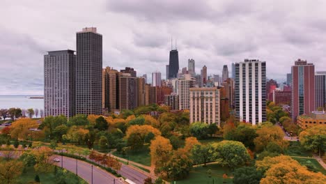 Chicago-Herbst-Luftaufnahme-Stadtbild