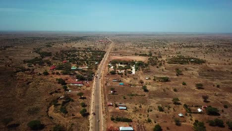 Remote-Town-With-Endless-Road-In-Moroto,-Karamoja,-Uganda,-East-Africa