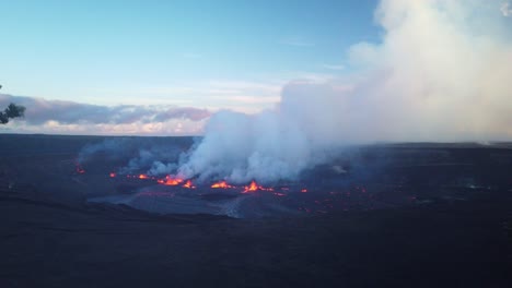 Gimbal-panning-shot-of-the-September-2023-Kilauea-Eruption-on-its-first-day-as-the-sun-dips-in-the-sky-in-Hawai'i