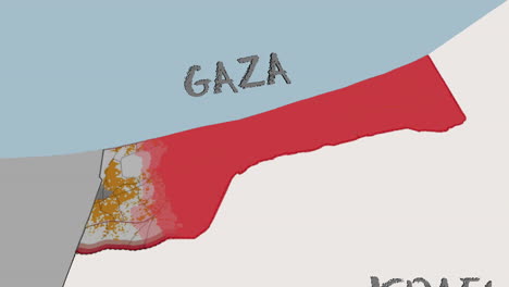 Map-of-Gaza-strip-occupied-by-Israel-from-the-north---Digital-simulation---on-the-map,-you-can-see-Gaza's-neighborhoods-and-roads-as-well-as-Egypt's