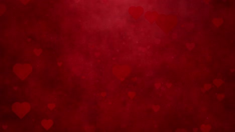 Fondo-De-Corazones-Rojos-De-Amor,-Delicia-Del-Día-De-San-Valentín,-Formas-Flotantes-De-Romance
