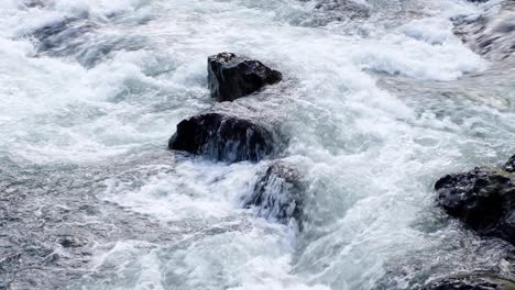 Close-up-of-fast-flowing-white-water-river-over-rocks-on-the-Ohinemuri-River-in-North-Island-of-New-Zealand-Aotearoa