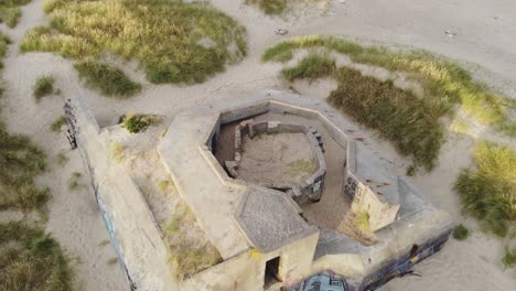 Flyover-Coastal-Battery-Klitmøller-in-Denmark---Aerial-Drone-Shot