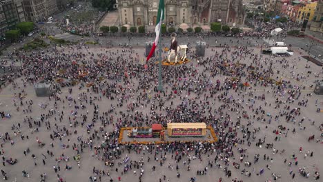 Drone-View-of-Dia-de-Muertos-Crowd-at-Mexico-City's-Historic-Center-Offering