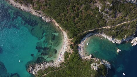 Porto-Timoni-whee-sandy-beach-at-Corfu-island,-Greece
