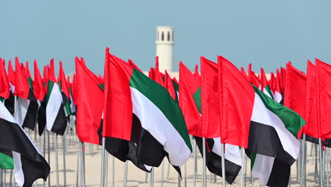 UAE-flags-are-on-display-at-the-Flag-Garden-to-celebrate-UAE-Flag-Day-in-Dubai,-UAE
