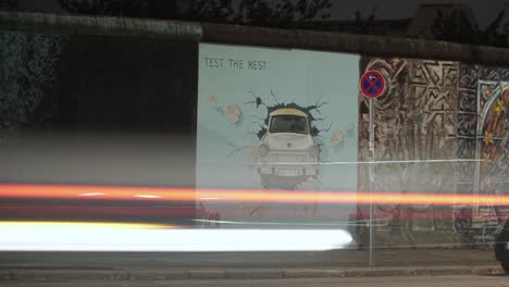 Time-Lapse-of-Famous-Mural-on-East-Side-Gallery-in-Berlin-by-Night