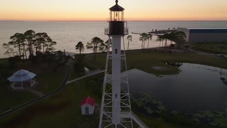 Drone-orbit-of-sunset-at-Cape-San-Blas-Lighthouse-in-Port-St